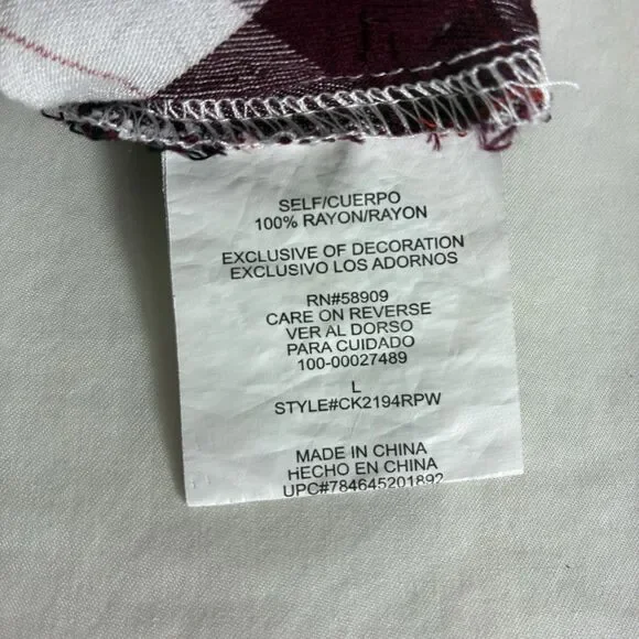 Copper Key womens top Sz L cold shoulder plaid short sleeve blouse boho - Picture 6 of 8